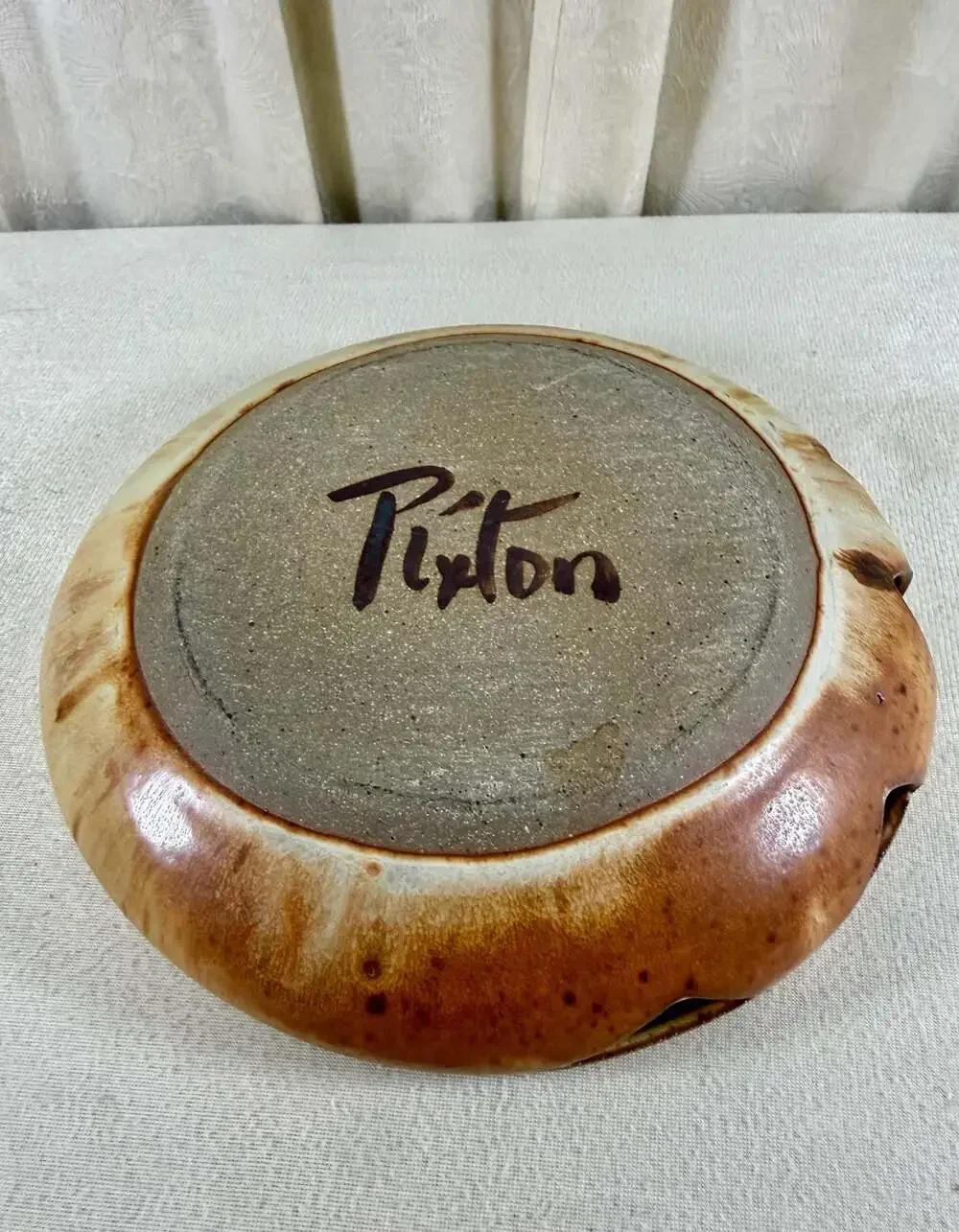 Pixton Studio Ceramic Hand-Carved Wave Design Decorative Bowl